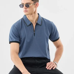 Regular Fit Zipper Polo T-Shirt